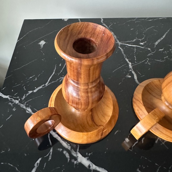Pair of Wooden Candle Holders Made In Spain - Picture 4 of 11